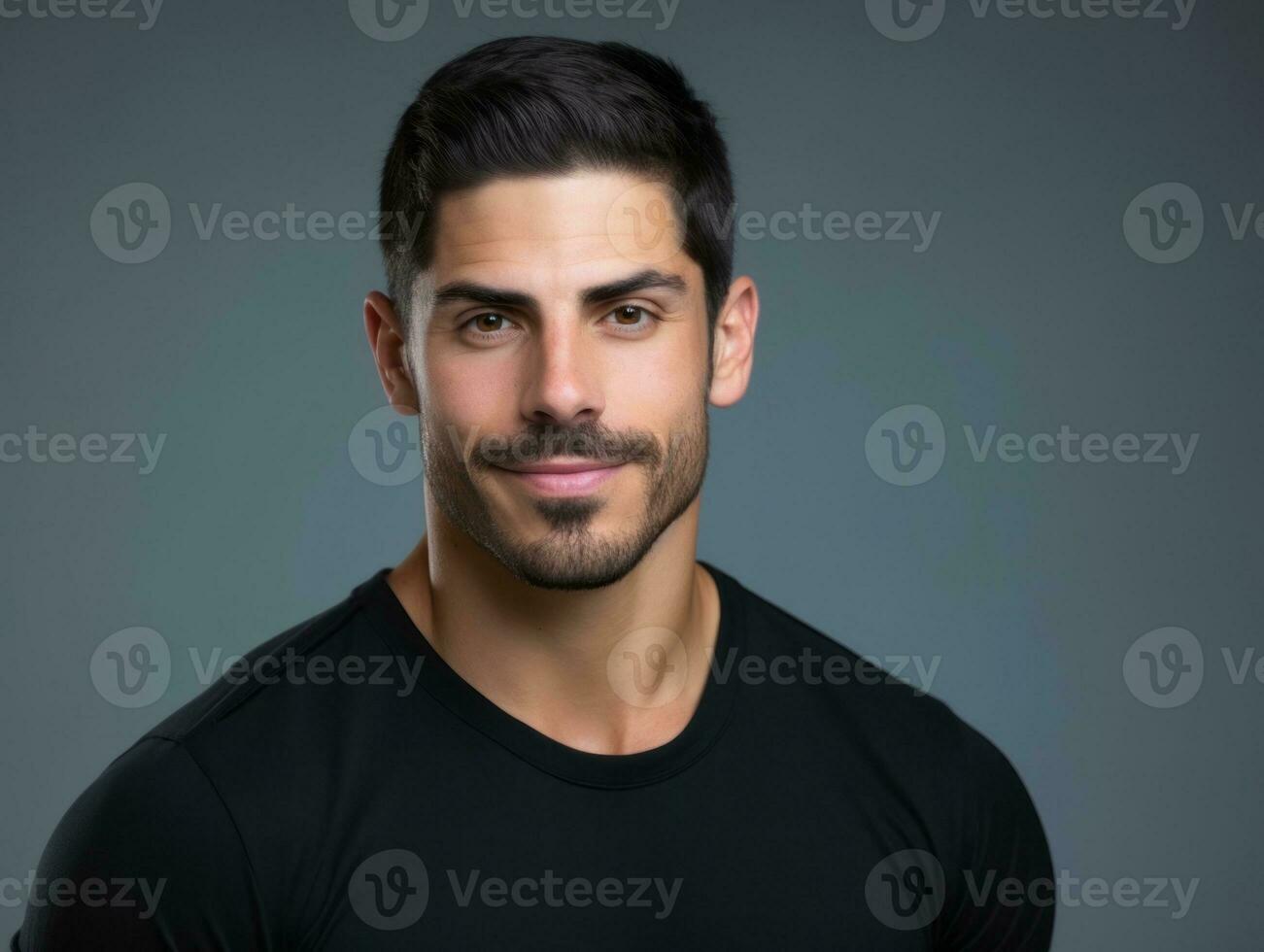 Smiling young man of Mexican descent against neutral background AI Generative photo