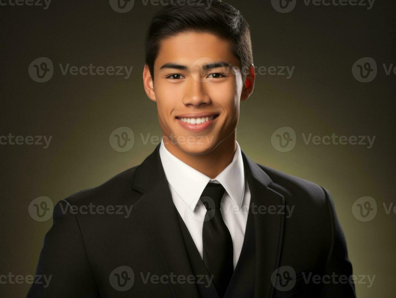 Smiling young man of Mexican descent against neutral background AI Generative photo