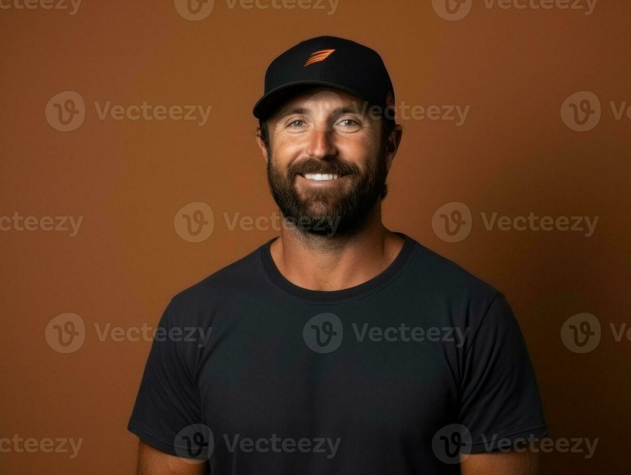 Smiling young man of Mexican descent against neutral background AI Generative photo
