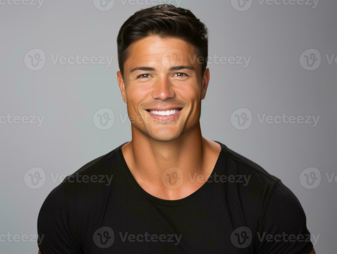 Smiling young man of Mexican descent against neutral background AI Generative photo