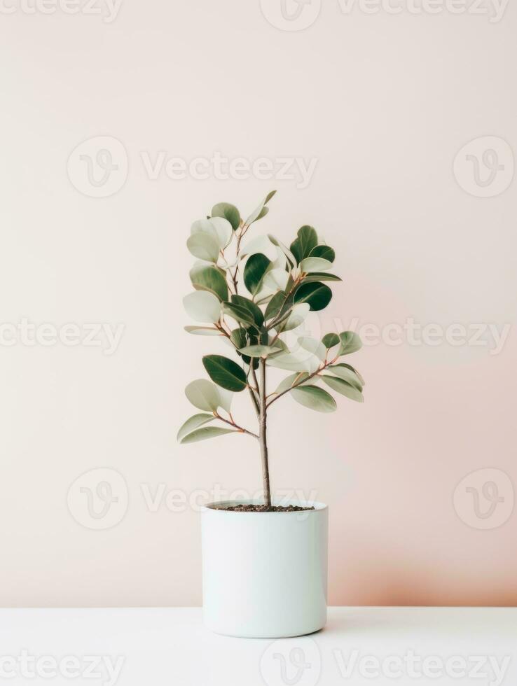 planta en un maceta en blanco antecedentes ai generativo foto