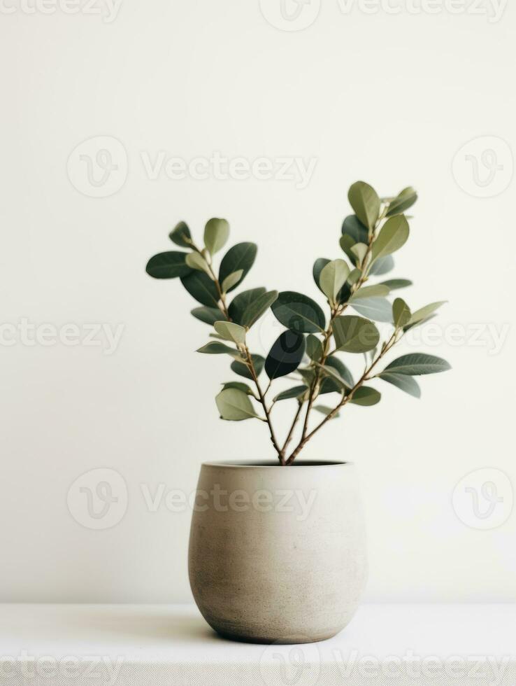 Plant in a pot on white background AI Generative photo