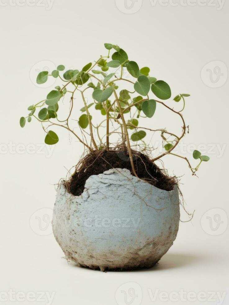 Plant in a pot on white background AI Generative photo