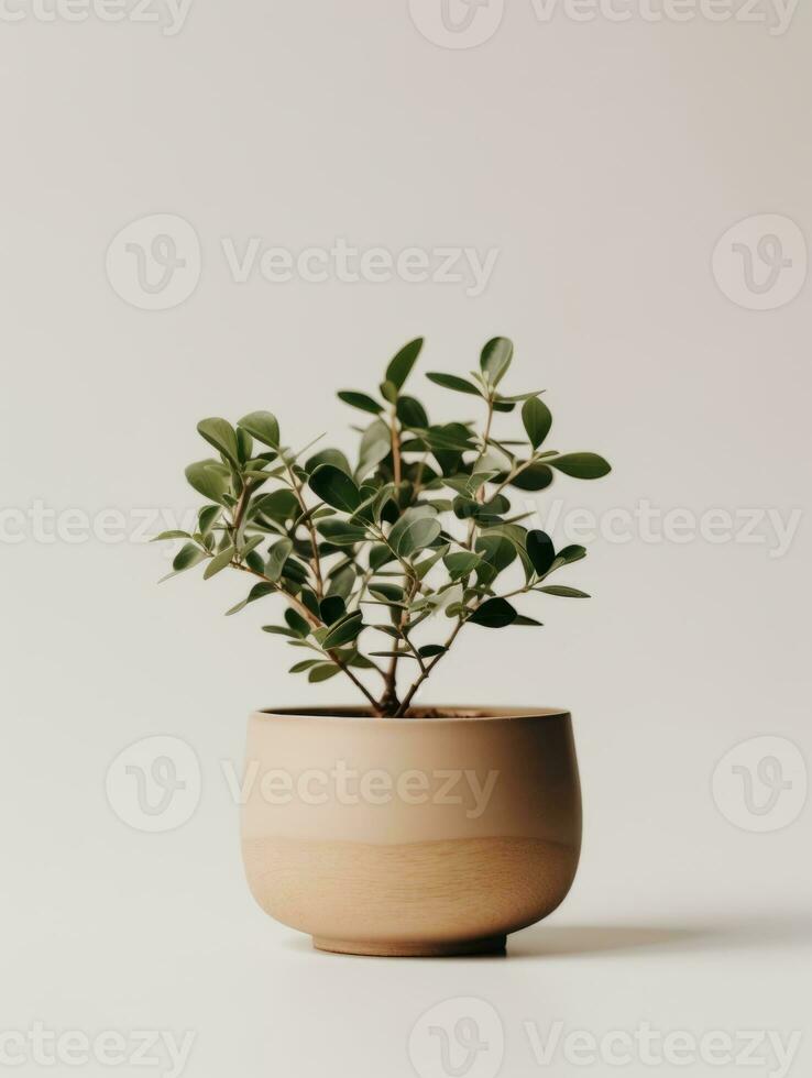 Plant in a pot on white background AI Generative photo