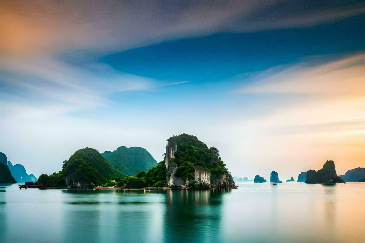 the beautiful landscape of halong bay. AI-Generated photo