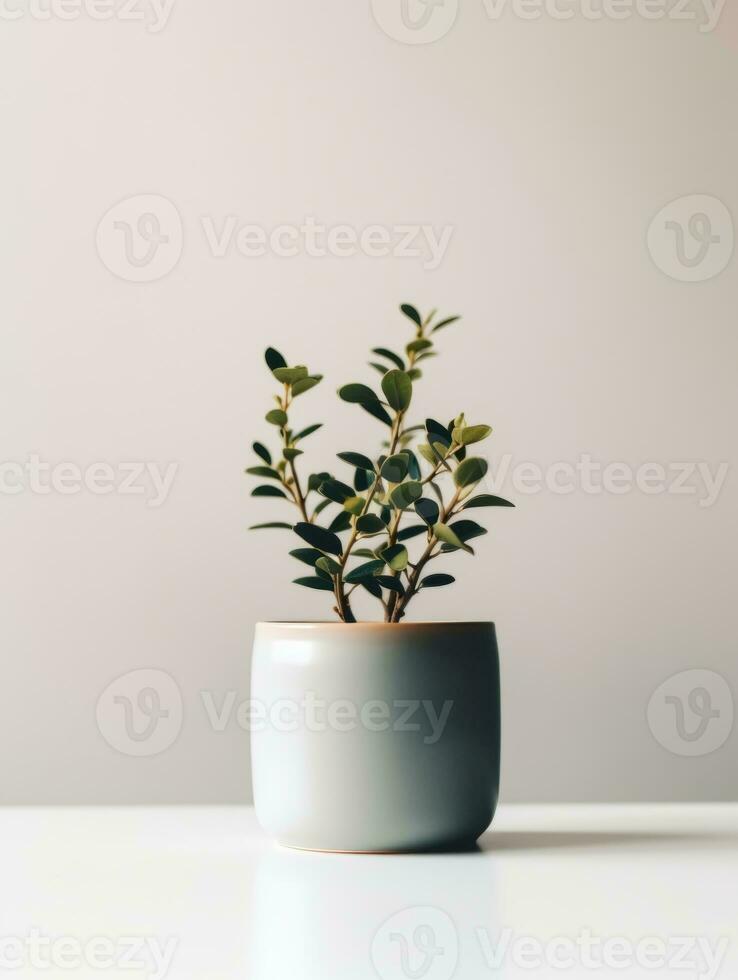 planta en un maceta en blanco antecedentes ai generativo foto