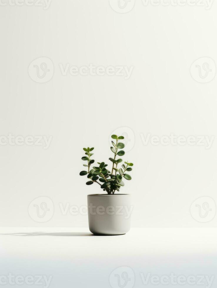 Plant in a pot on white background AI Generative photo