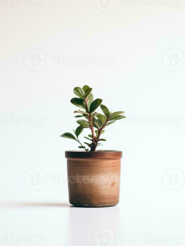 Plant in a pot on white background AI Generative photo
