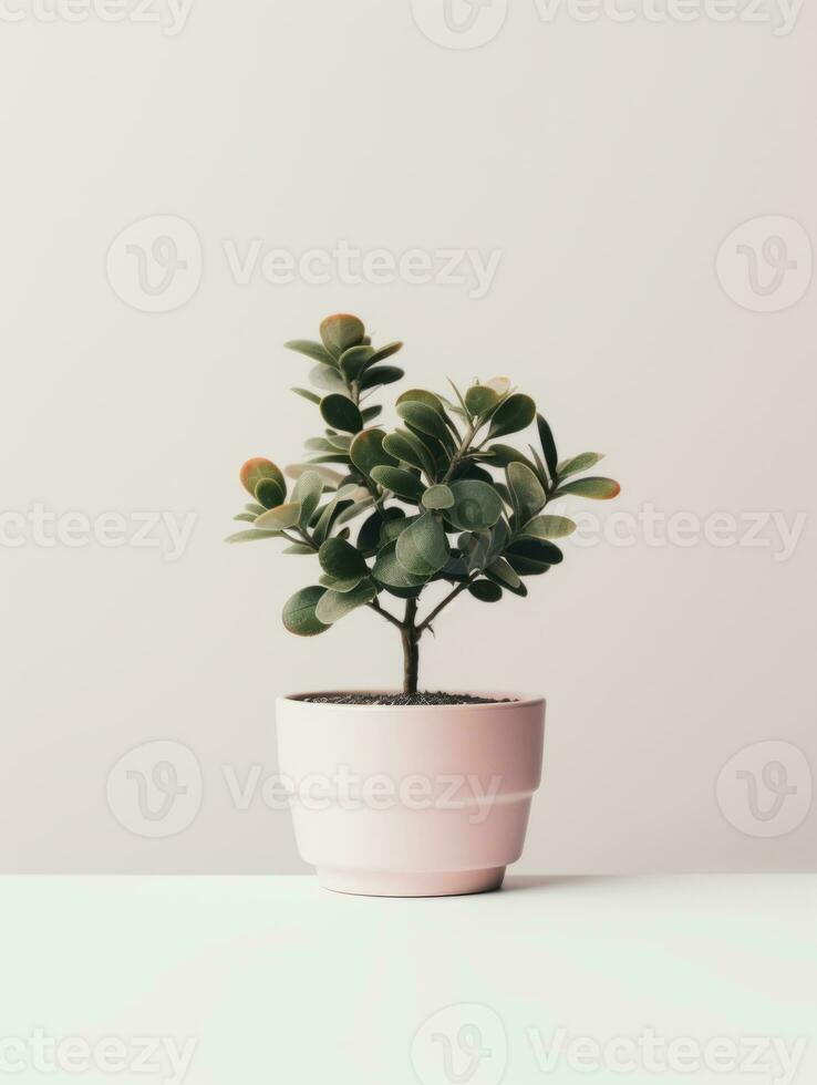 Plant in a pot on white background AI Generative photo