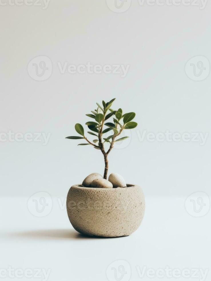 Plant in a pot on white background AI Generative photo