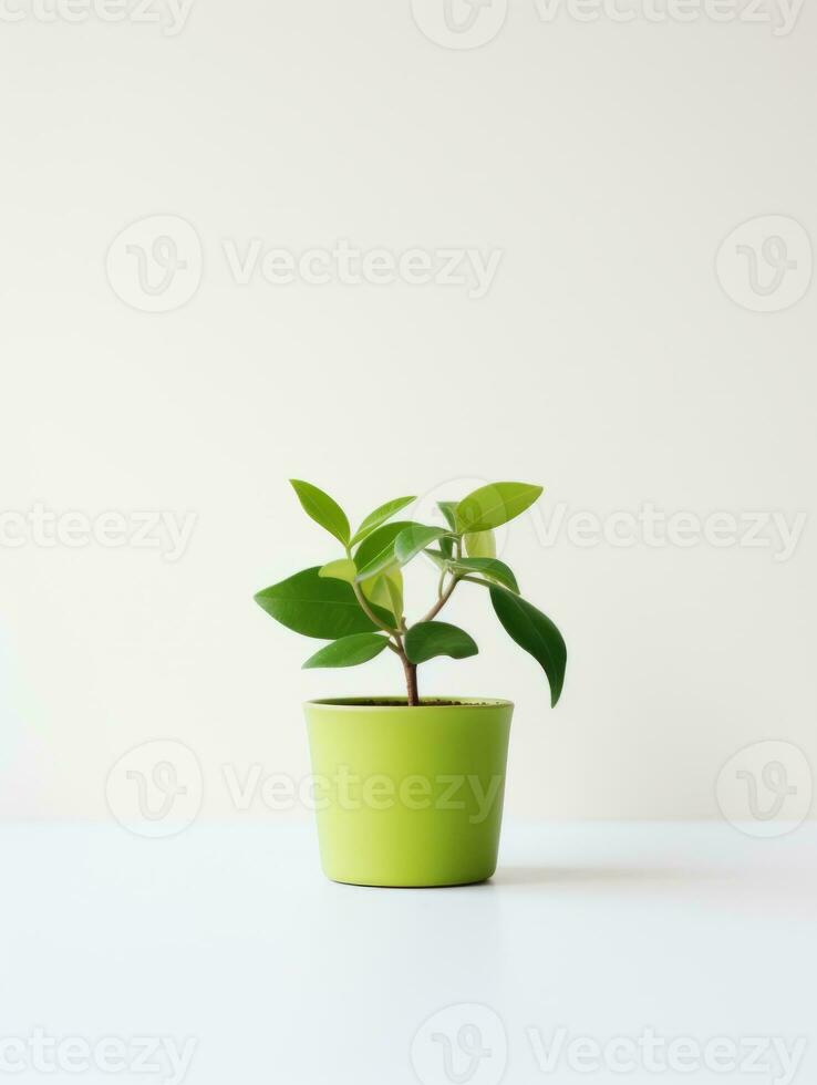 Plant in a pot on white background AI Generative photo