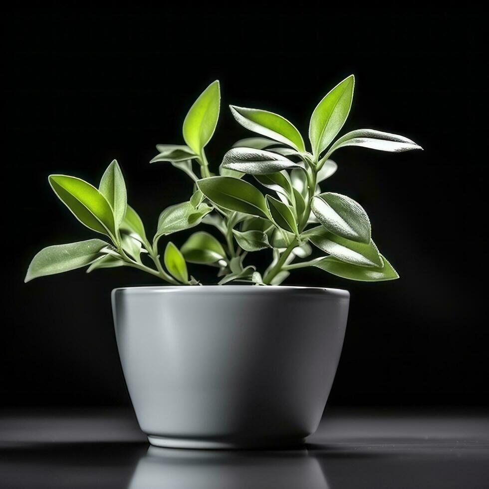 Plant in a pot on white background AI Generative photo