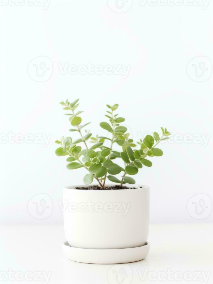 planta en un maceta en blanco antecedentes ai generativo foto