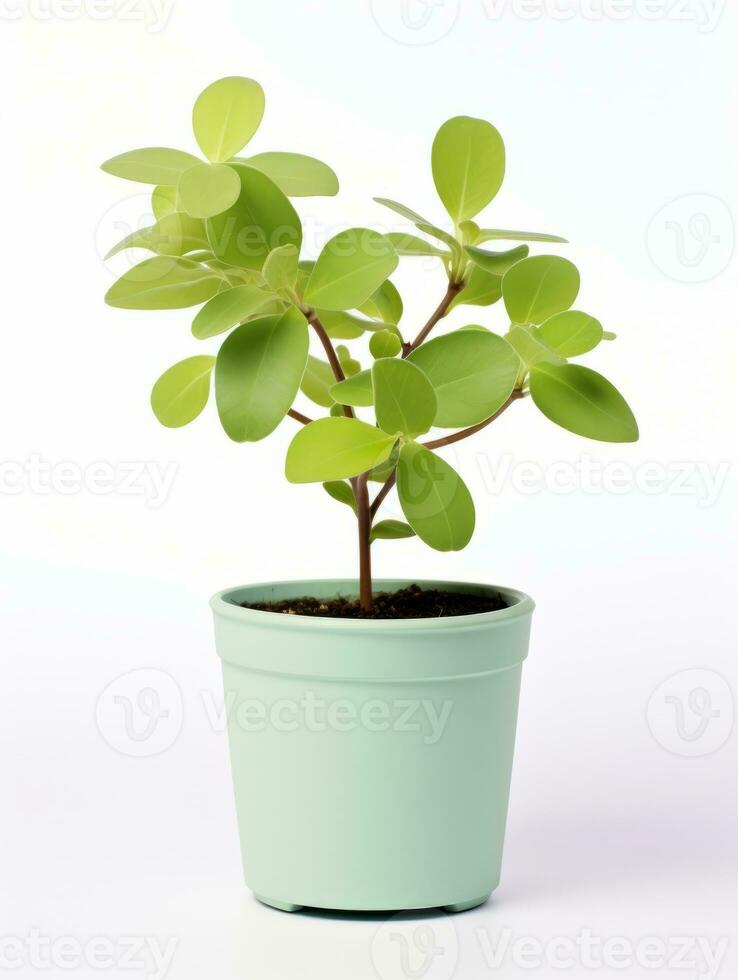 planta en un maceta en blanco antecedentes ai generativo foto