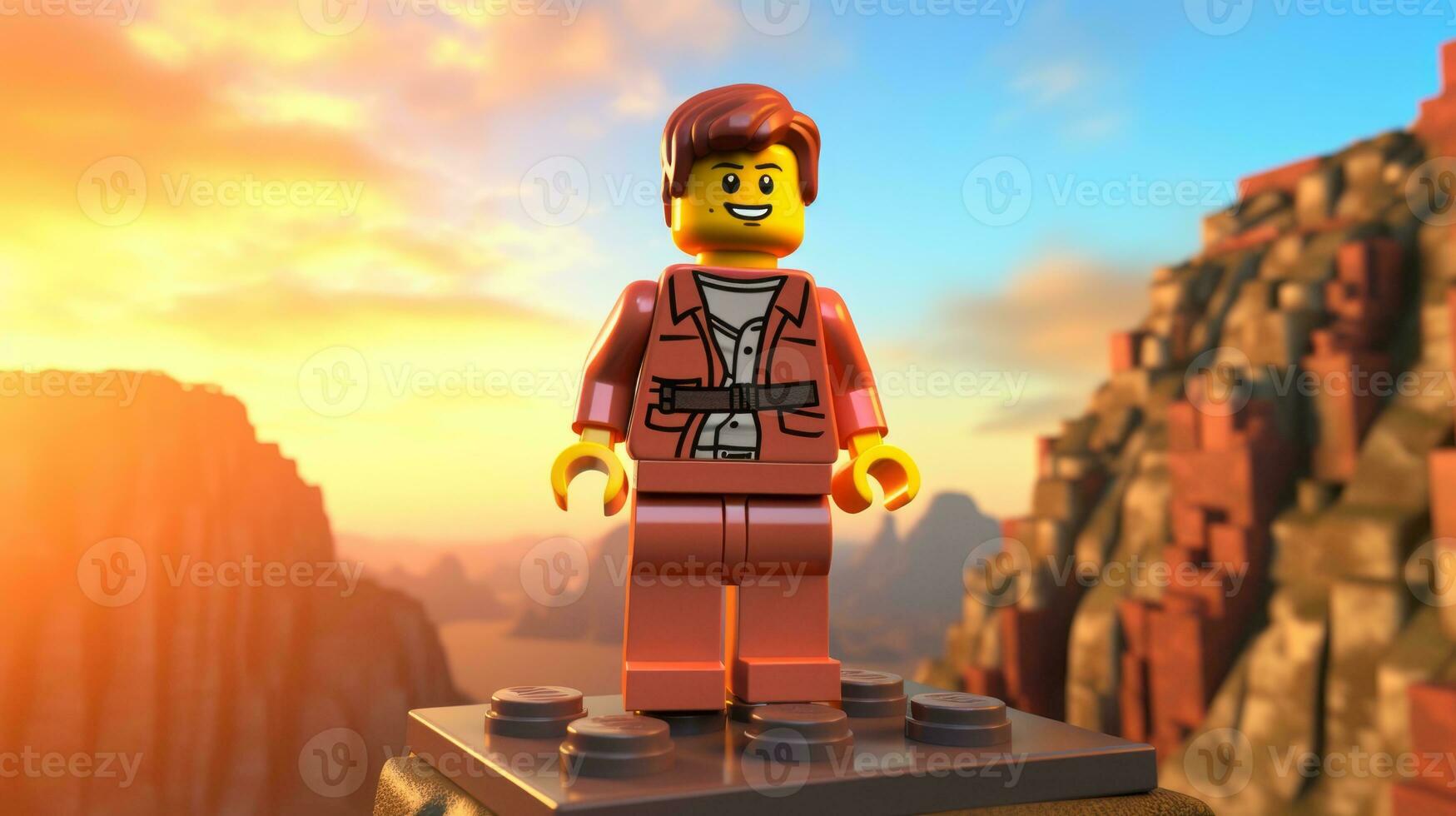 Lego personaje explorador un épico Lego mundo ai generativo foto