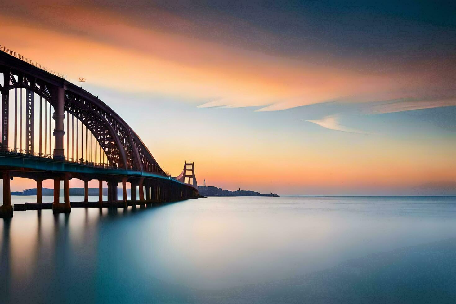 the golden gate bridge at sunset. AI-Generated photo