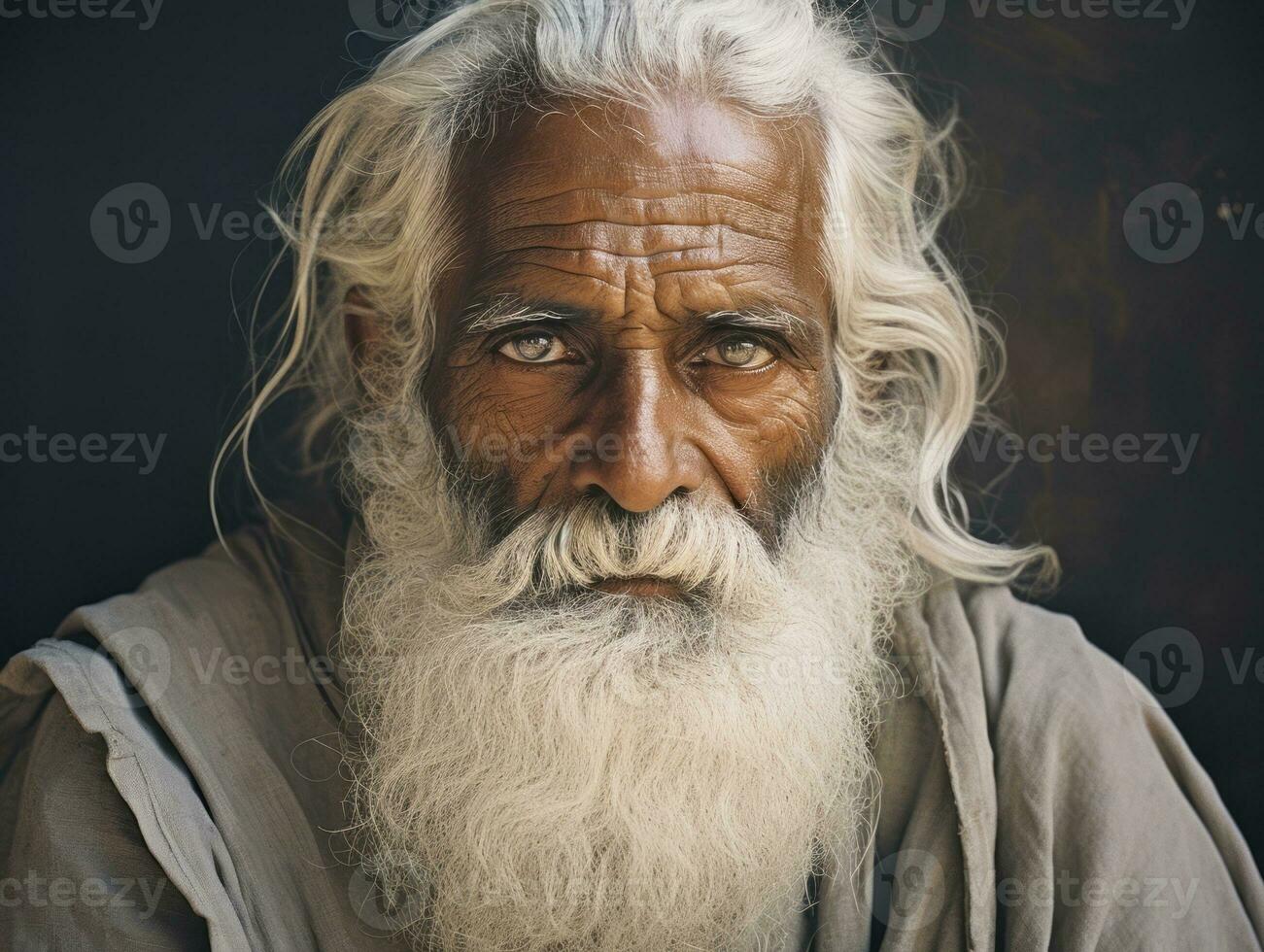 Old colored photo of a indian man from the early 1900s AI Generative