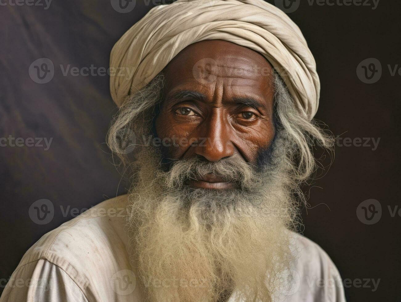 Old colored photo of a indian man from the early 1900s AI Generative