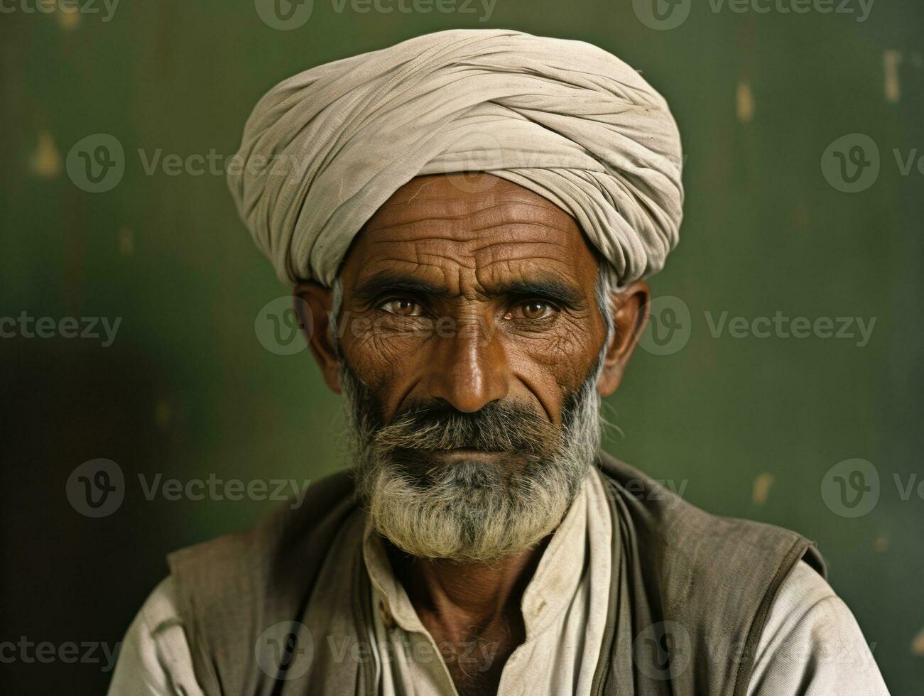 Old colored photo of a indian man from the early 1900s AI Generative