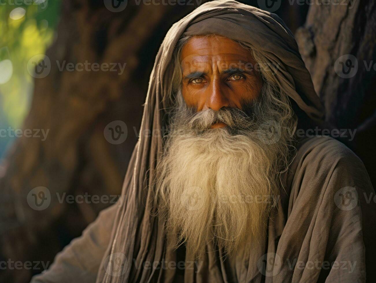 antiguo de colores foto de un indio hombre desde el temprano 1900 ai generativo