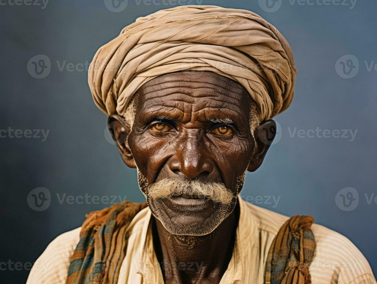 Old colored photo of a indian man from the early 1900s AI Generative