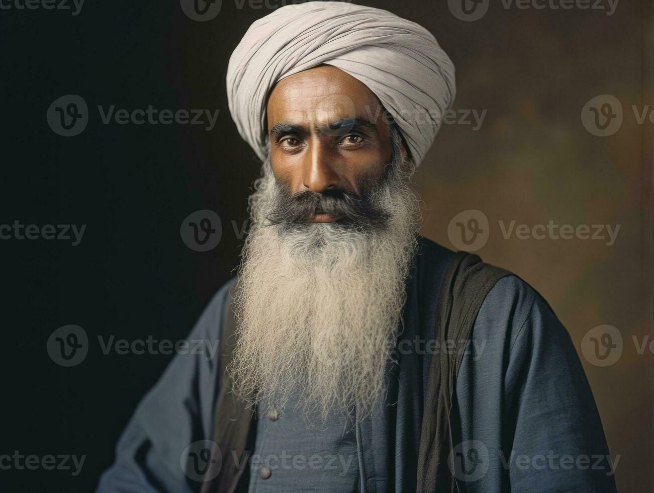 Old colored photo of a indian man from the early 1900s AI Generative