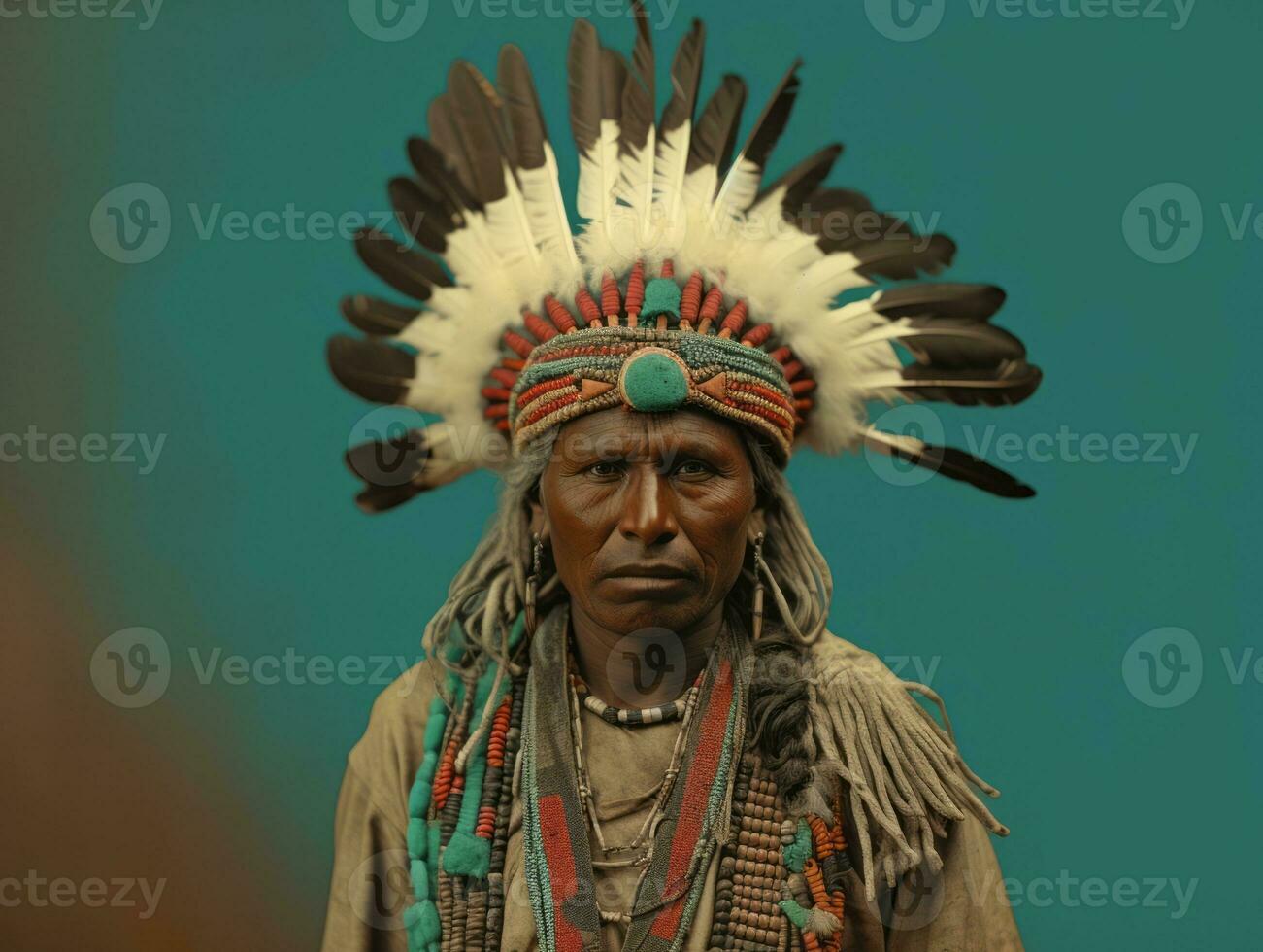 Old colored photo of a indian man from the early 1900s AI Generative