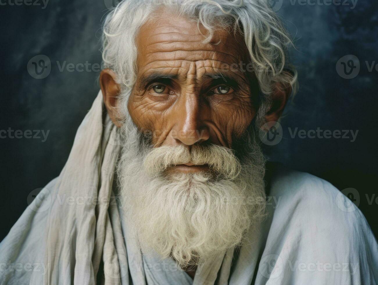 Old colored photo of a indian man from the early 1900s AI Generative