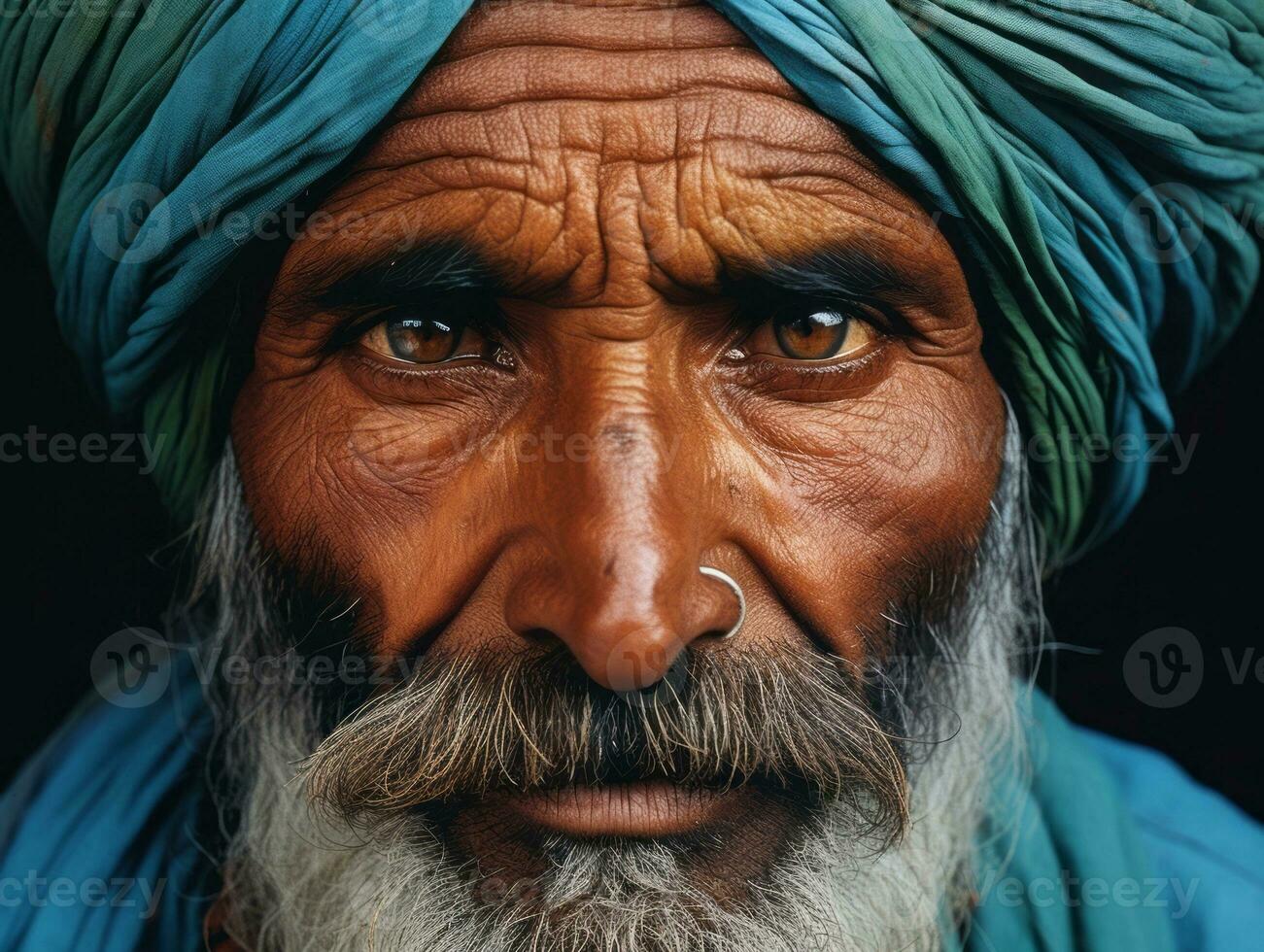 Old colored photo of a indian man from the early 1900s AI Generative