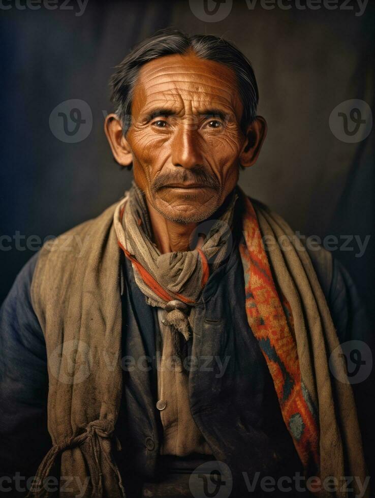 Old colored photo of a mexican man from the early 1900s AI Generative