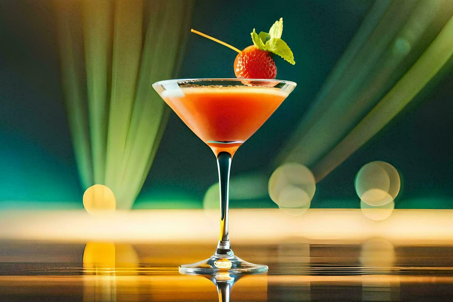 a strawberry cocktail with a garnish on top. AI-Generated photo