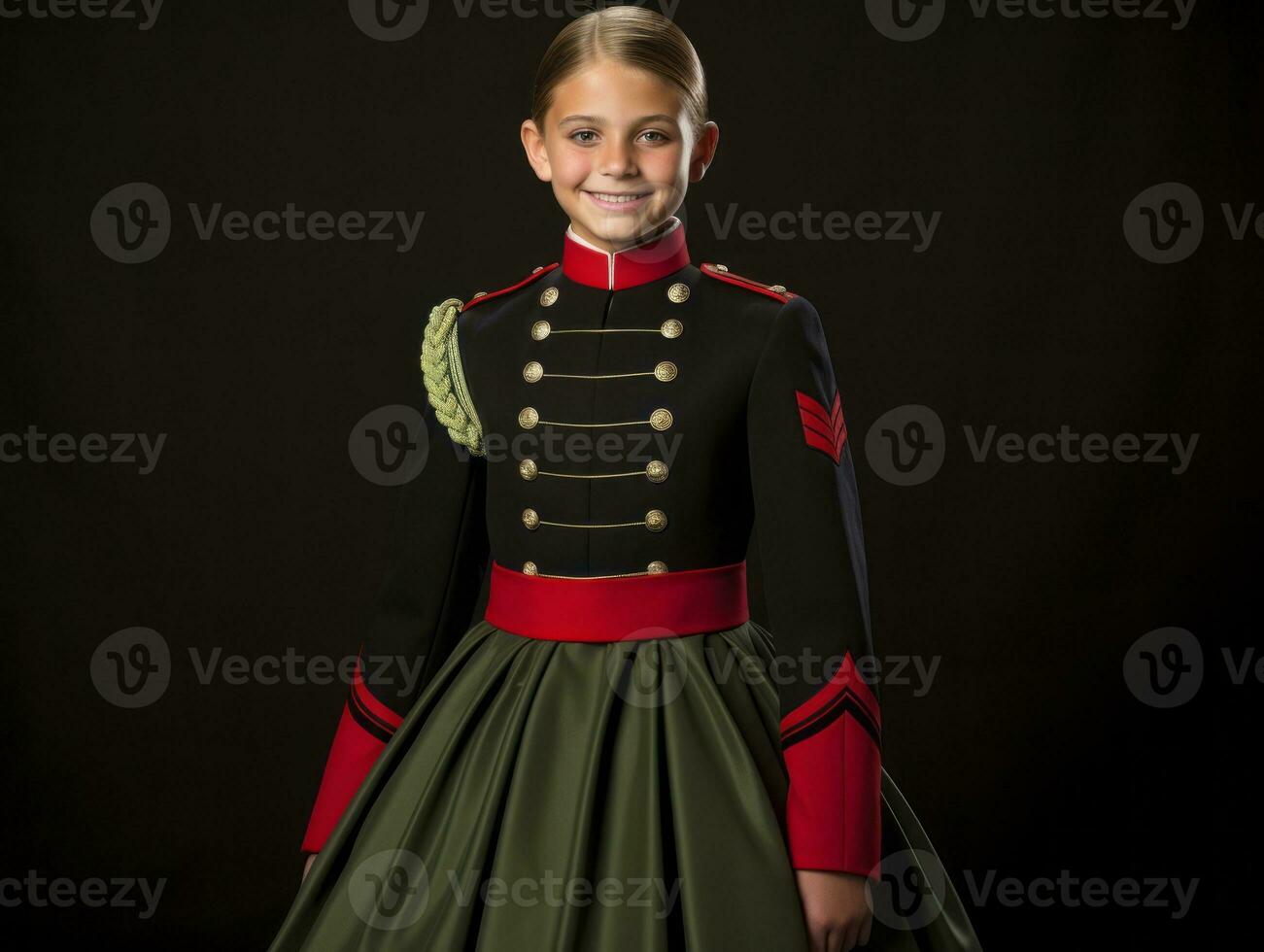 Smiling young woman of Asian descent dressed in elegant dress AI Generative photo