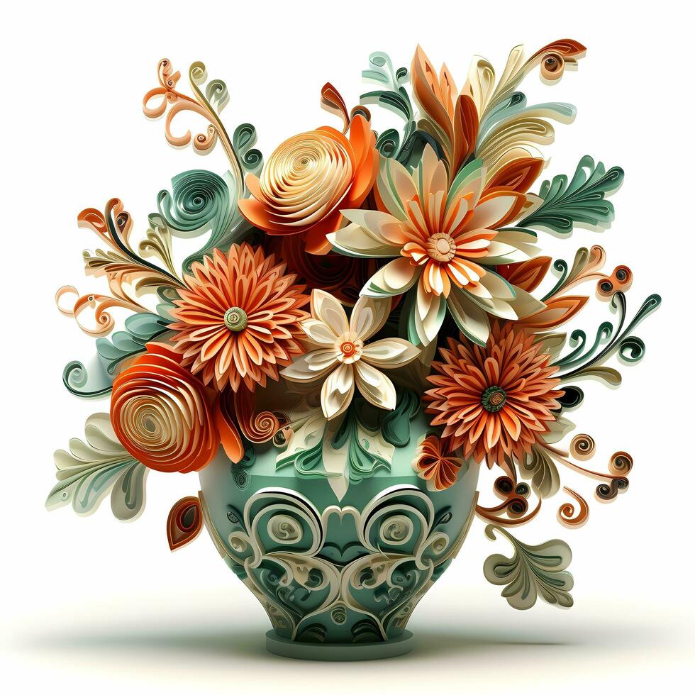 AI Generative vase with flowers in it on a white background photo