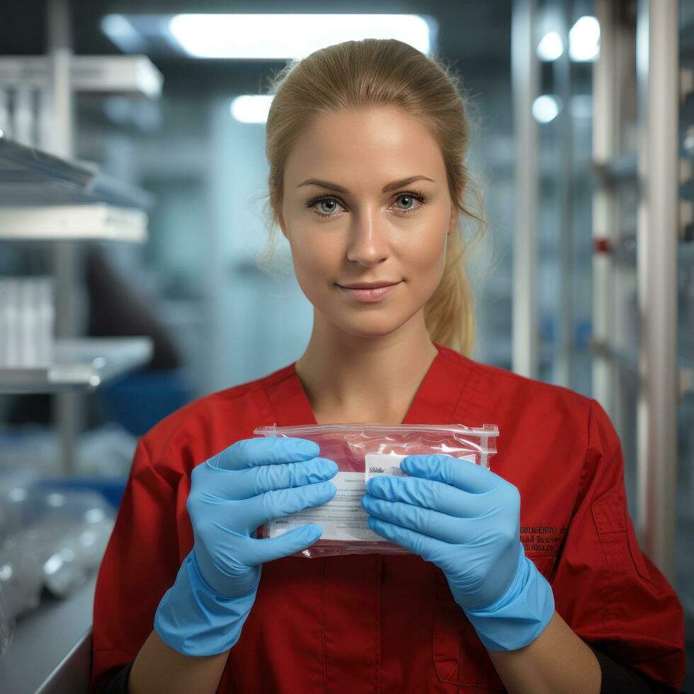 a laboratory technician takes a sample photo