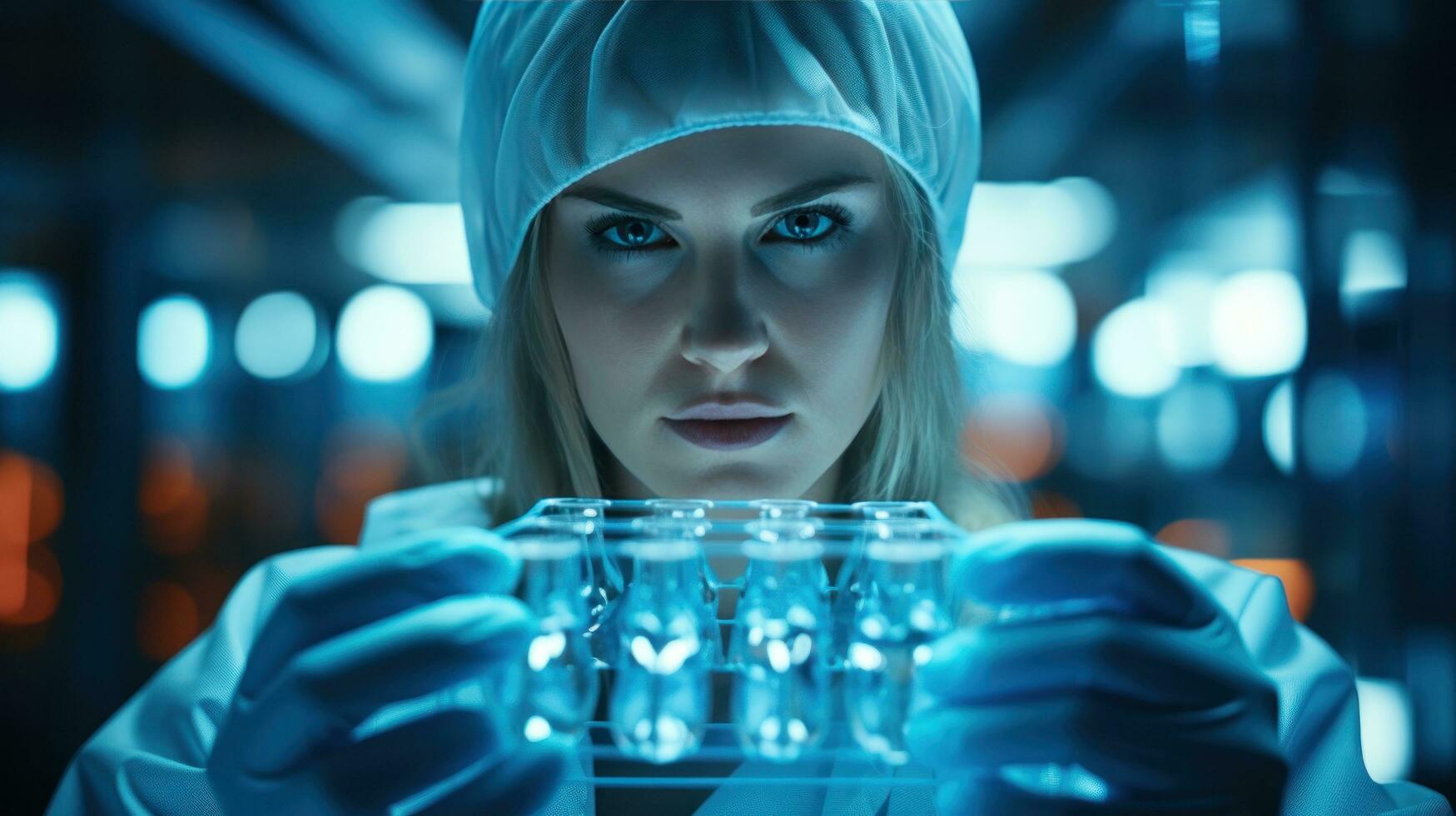 a laboratory technician takes a sample photo