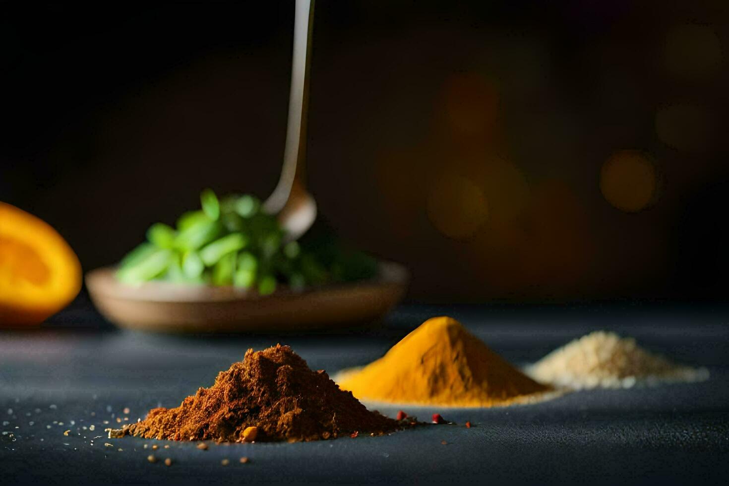 spices and herbs on a table. AI-Generated photo