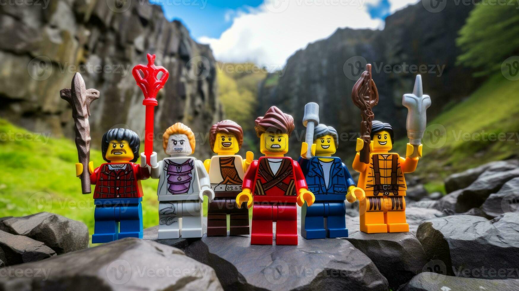 The epic quest of LEGO adventurers AI Generative photo