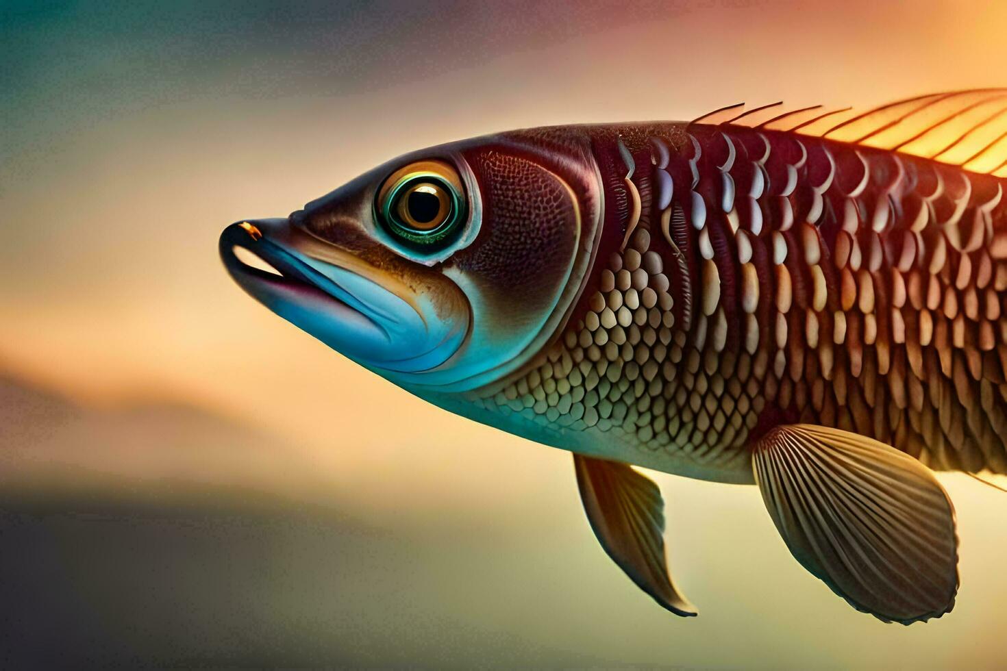 a fish with a large mouth and large eyes. AI-Generated photo