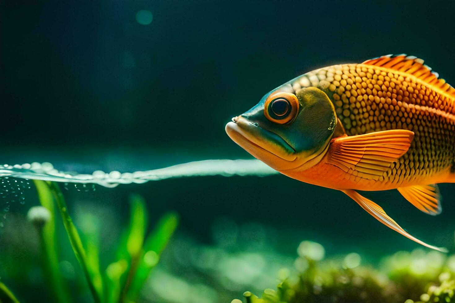 a fish swimming in an aquarium. AI-Generated photo