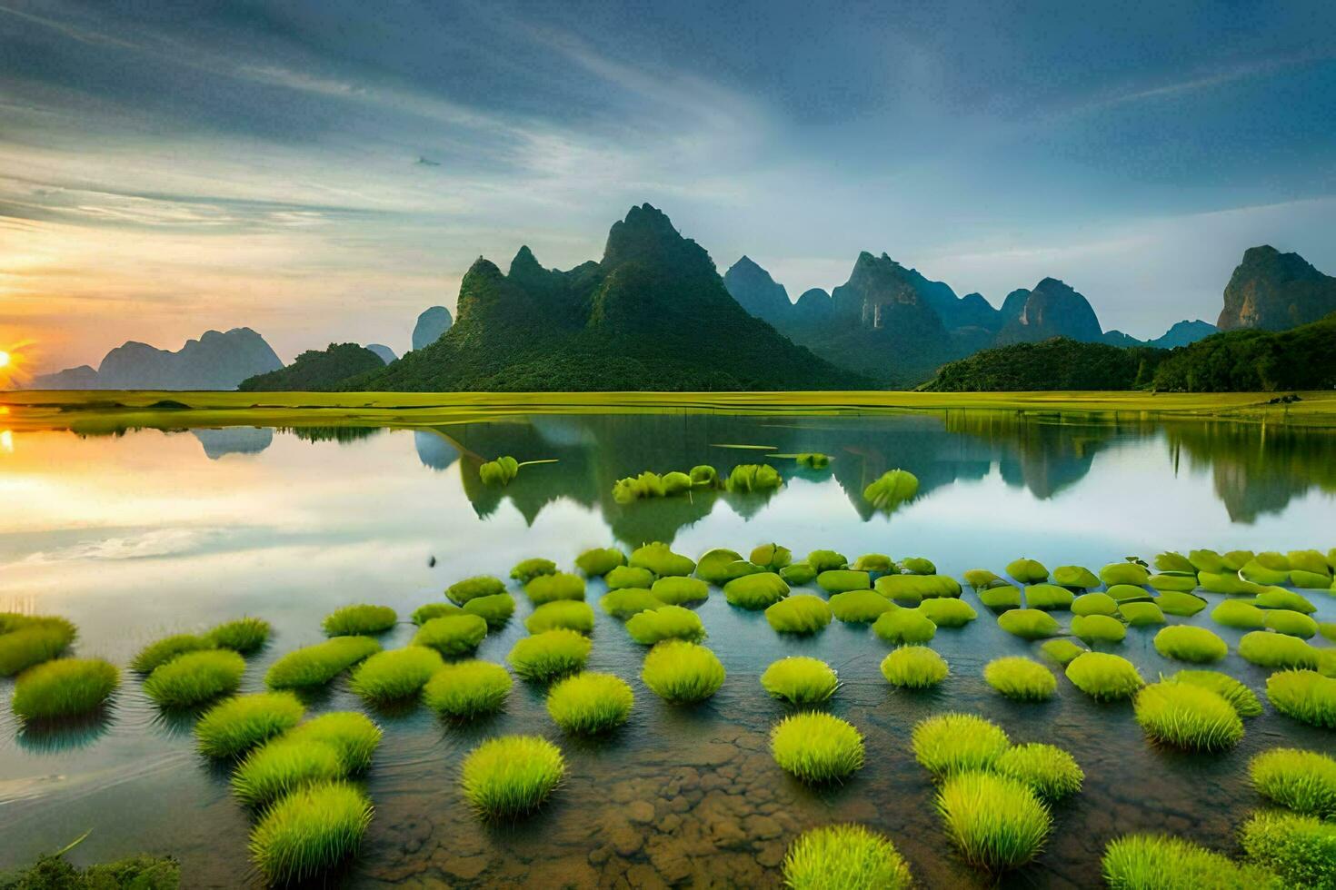 the li river in china. AI-Generated photo