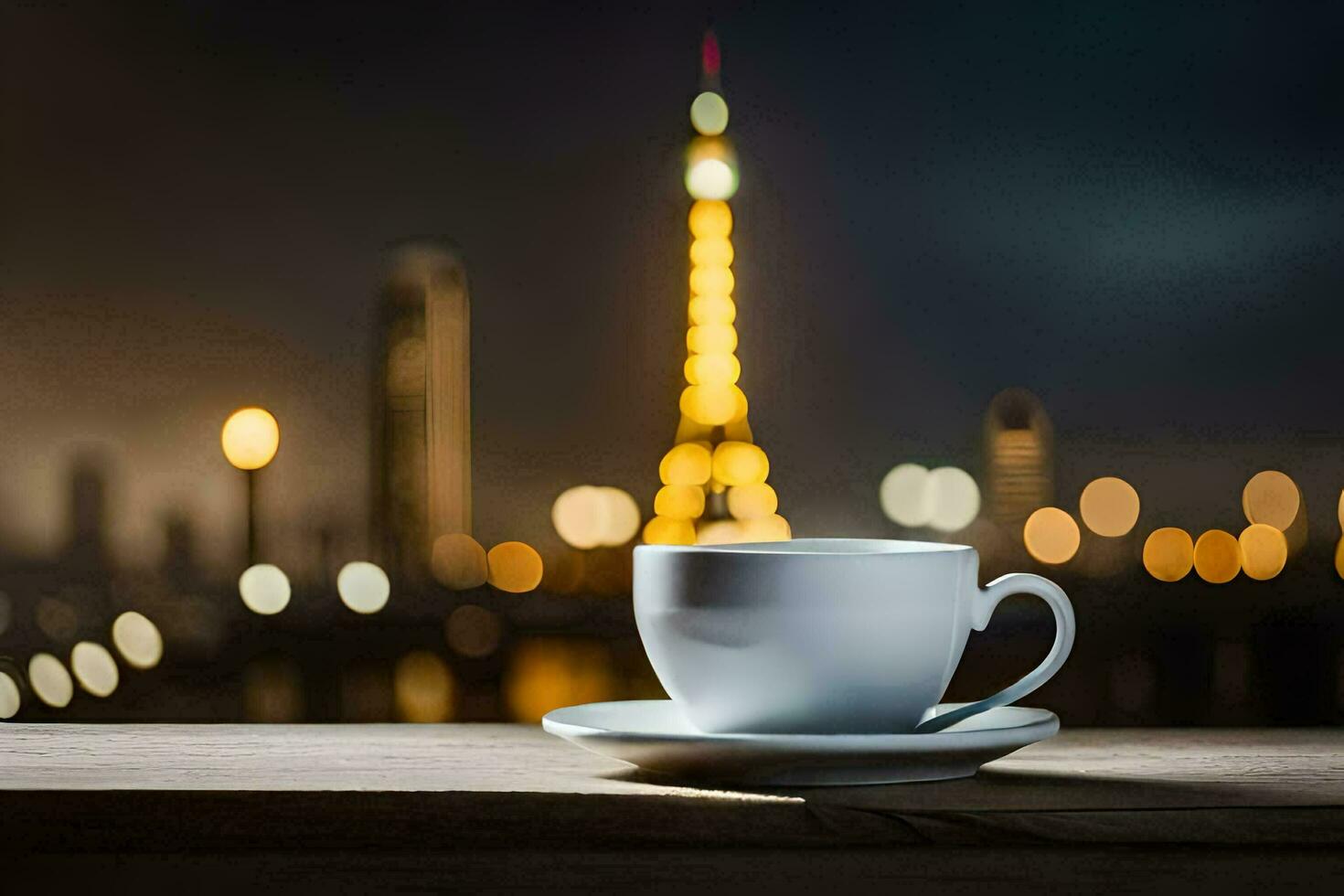 a cup of coffee in paris. AI-Generated photo