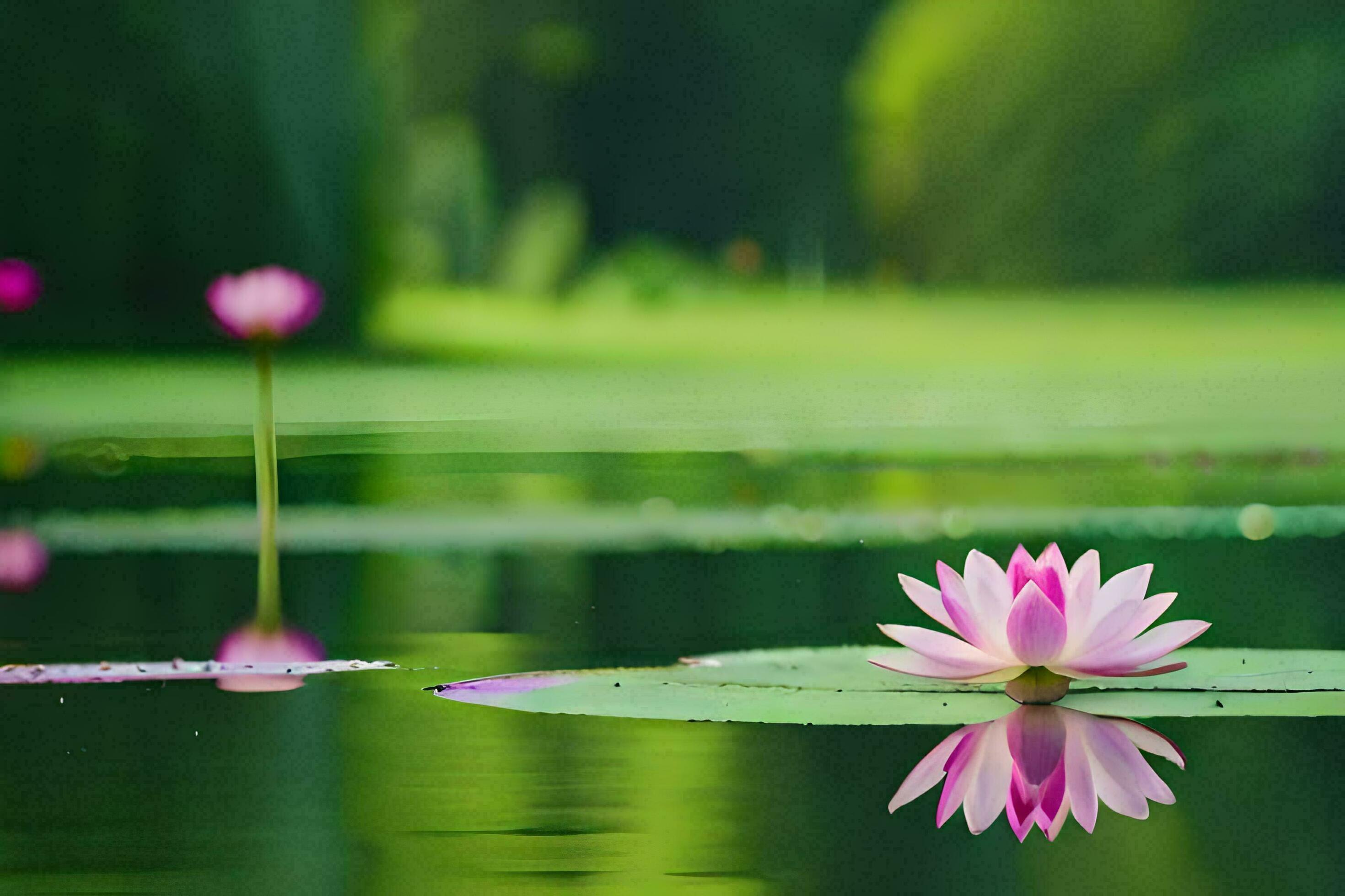 pink lotus flower floating on the water. AIGenerated 31542558 Stock