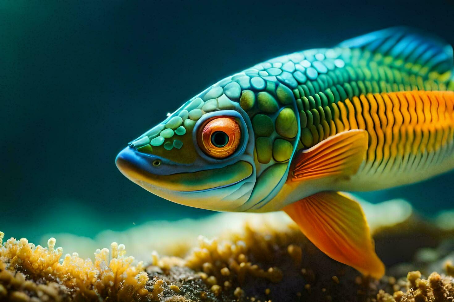 a colorful fish with bright eyes. AI-Generated photo