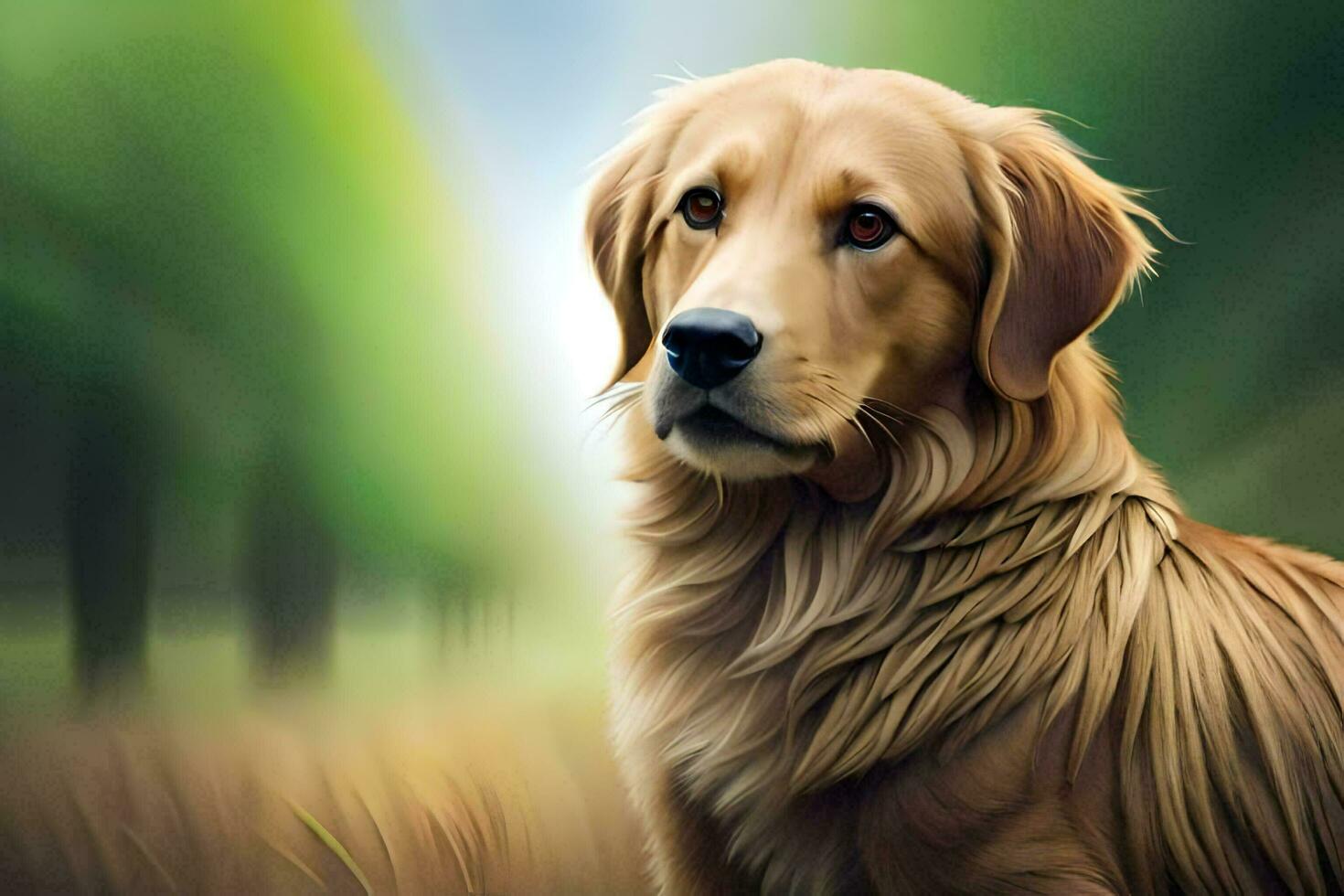 golden retriever, painting, dog, portrait, hd wallpaper. AI-Generated photo
