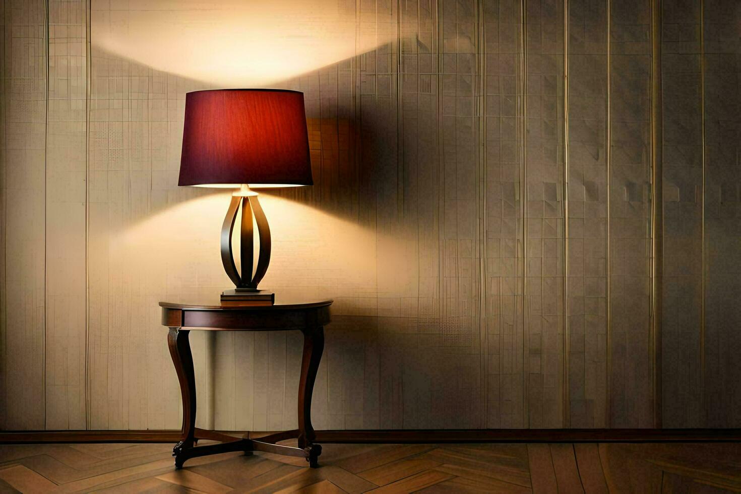 a lamp on a table in front of a wall. AI-Generated photo