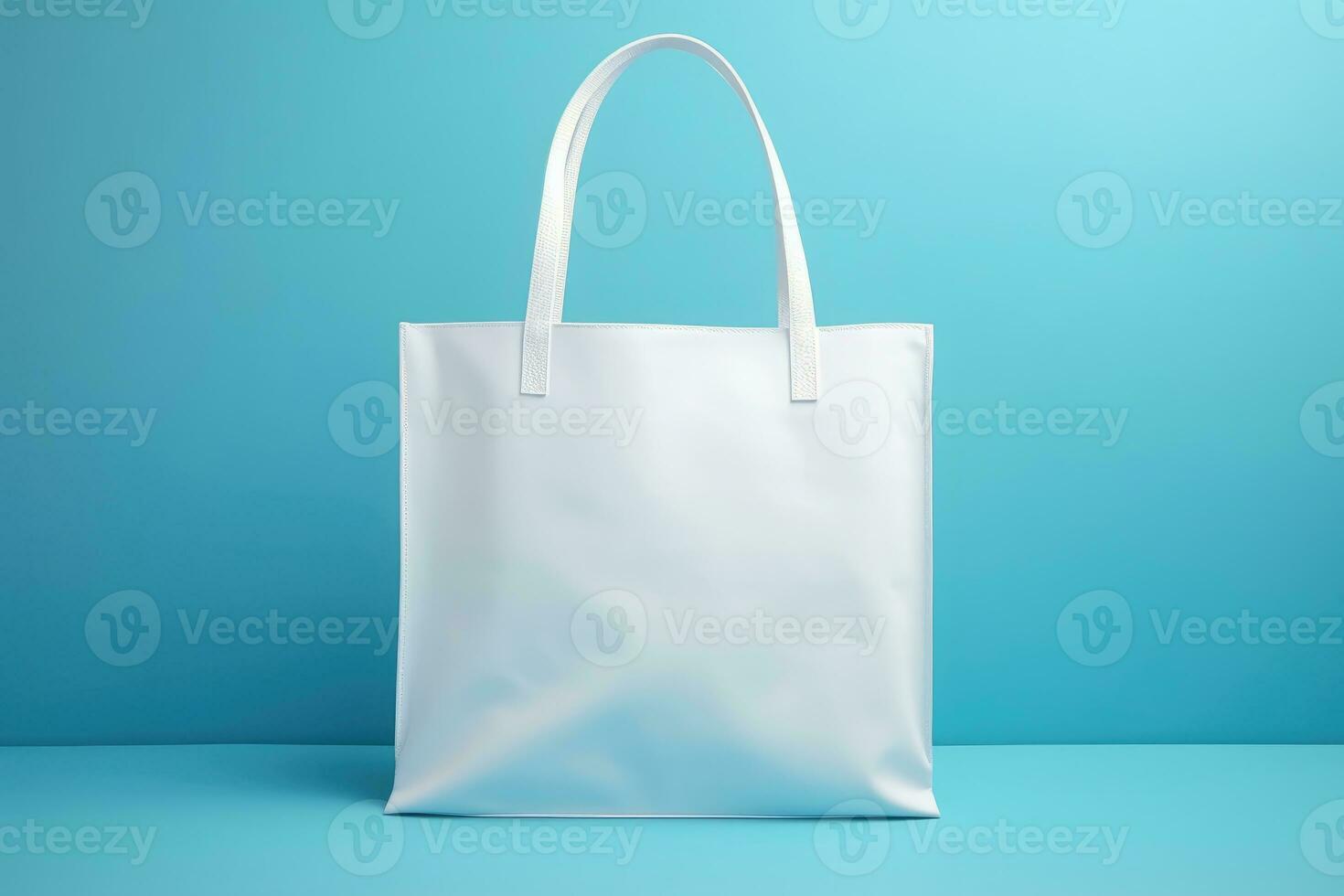 Mock-up of a white fabric bag with handles. AI generated photo