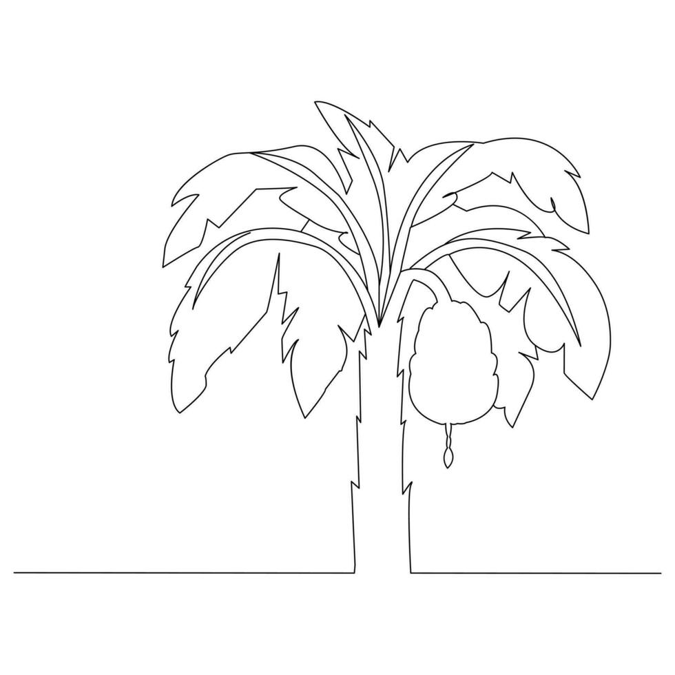 Continuous one line plant growth tree outline vector art drawing