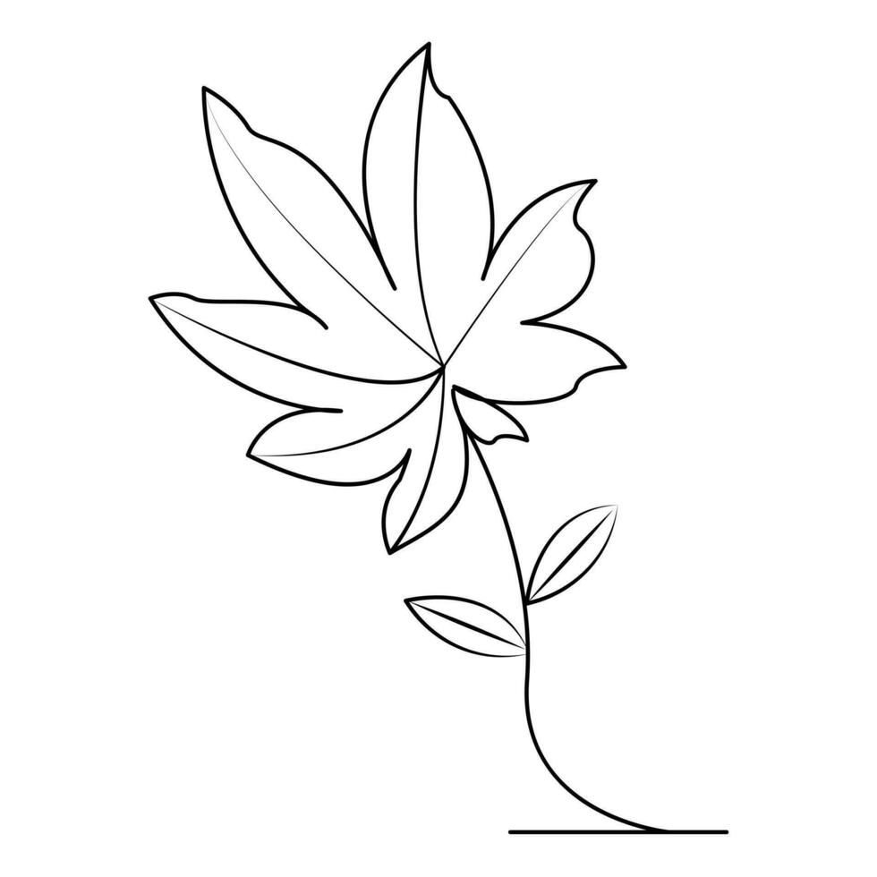 Continuous one line plant growth tree outline vector art drawing