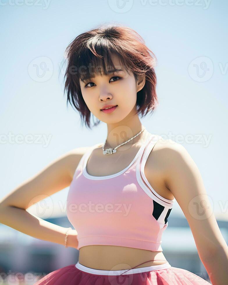 beautiful cheerleader with Attractive Smile AI Generative photo