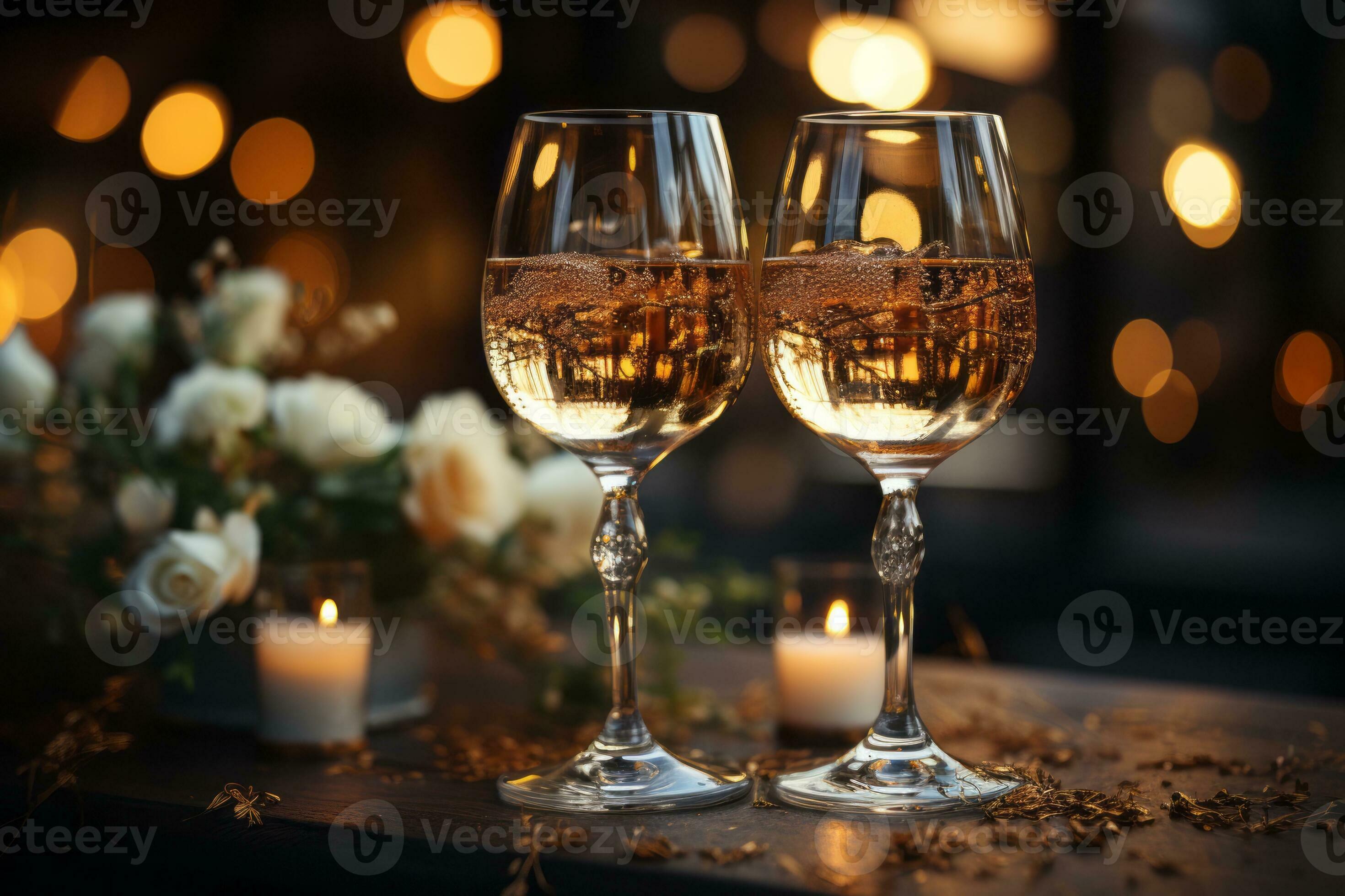 A captivating closeup shot of two champagne glasses clinking together